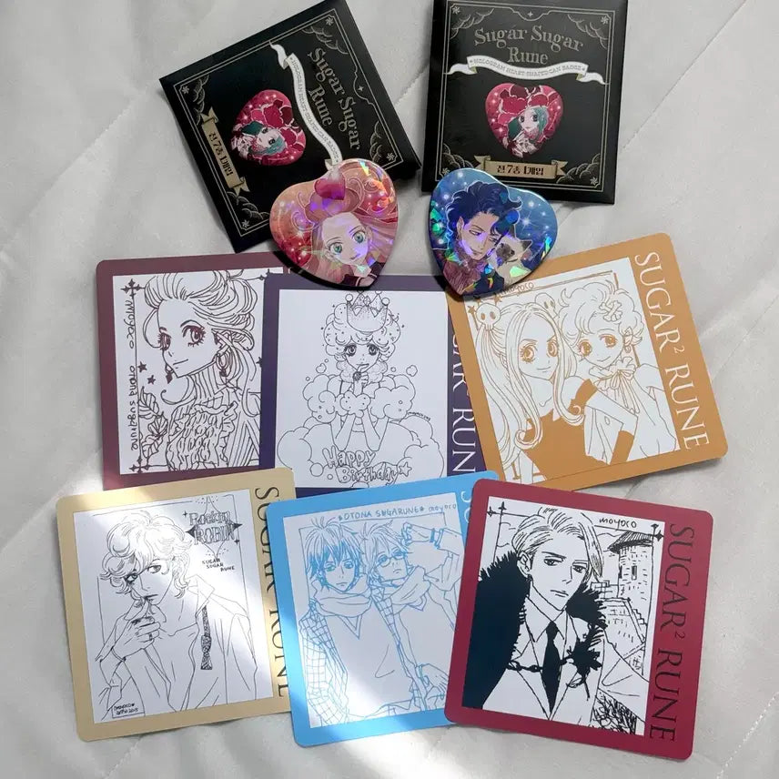 [BUNJANG] Sugar Sugar Rune Random Can Badge &amp; Coaster Set / 슈갸슈가룬 팝업 캔뱃지 코스터 특전