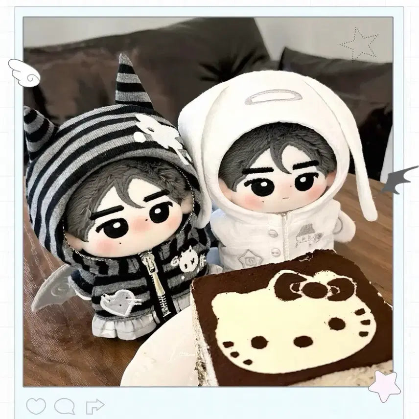 [BUNJANG] 10cm Doll Clothes Set Black &amp; White Y2K Idol / 10cm 인형옷 솜인형옷 누이 의상 세트 검정 흰색 y2k 아이돌 블랙