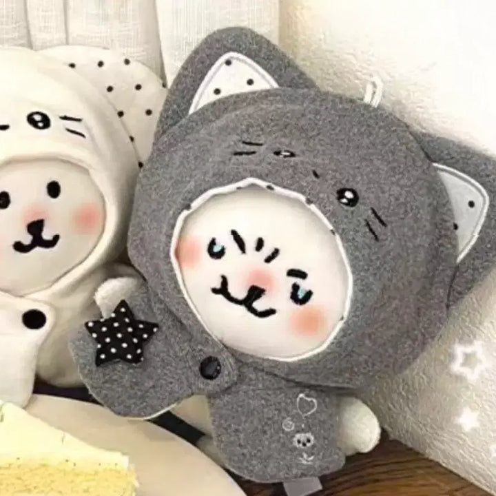 [BUNJANG] 10cm Plushie Clothing Grey Cat Cape Y2K Idol Wings / 10cm 인형옷 솜인형옷 누이 의상 회색 고양이 망토 y2k 아이돌 날개