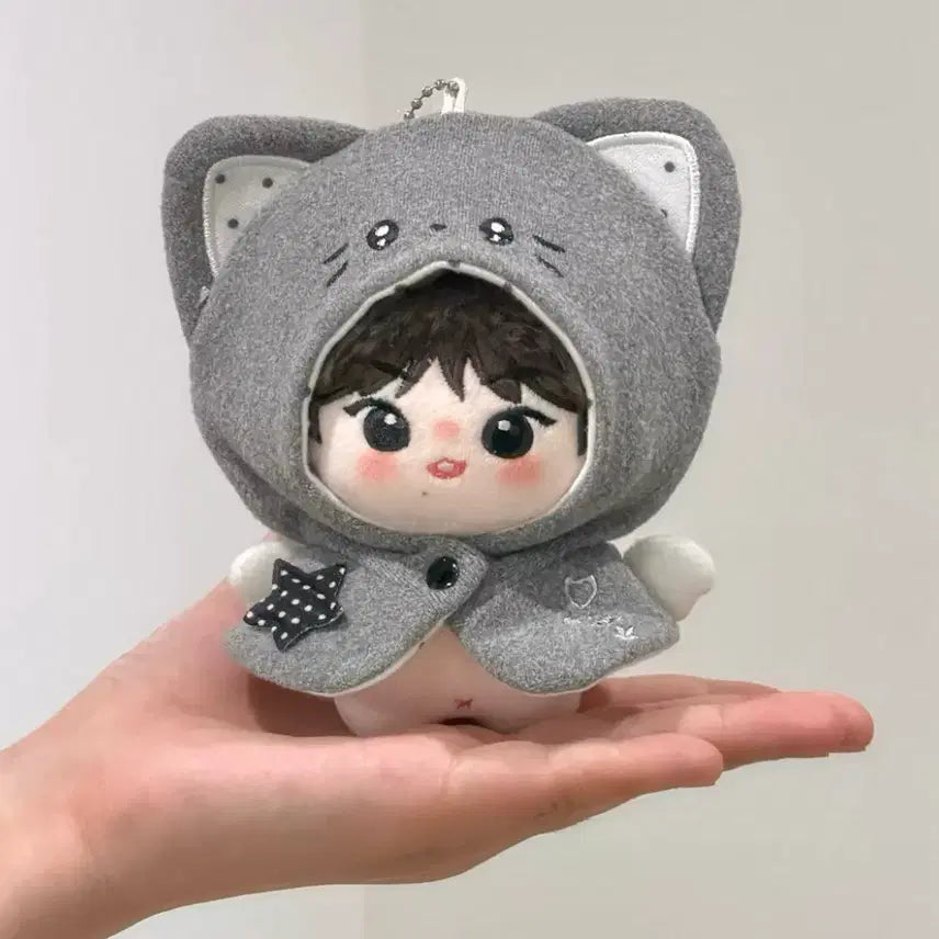 [BUNJANG] 10cm Plushie Clothing Grey Cat Cape Y2K Idol Wings / 10cm 인형옷 솜인형옷 누이 의상 회색 고양이 망토 y2k 아이돌 날개
