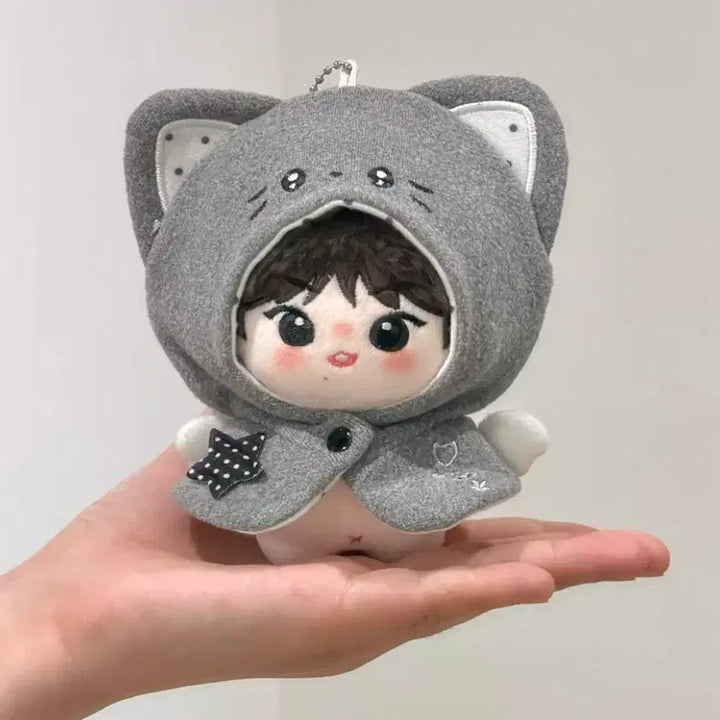 [BUNJANG] 10cm Plushie Clothing Grey Cat Cape Y2K Idol Wings / 10cm 인형옷 솜인형옷 누이 의상 회색 고양이 망토 y2k 아이돌 날개