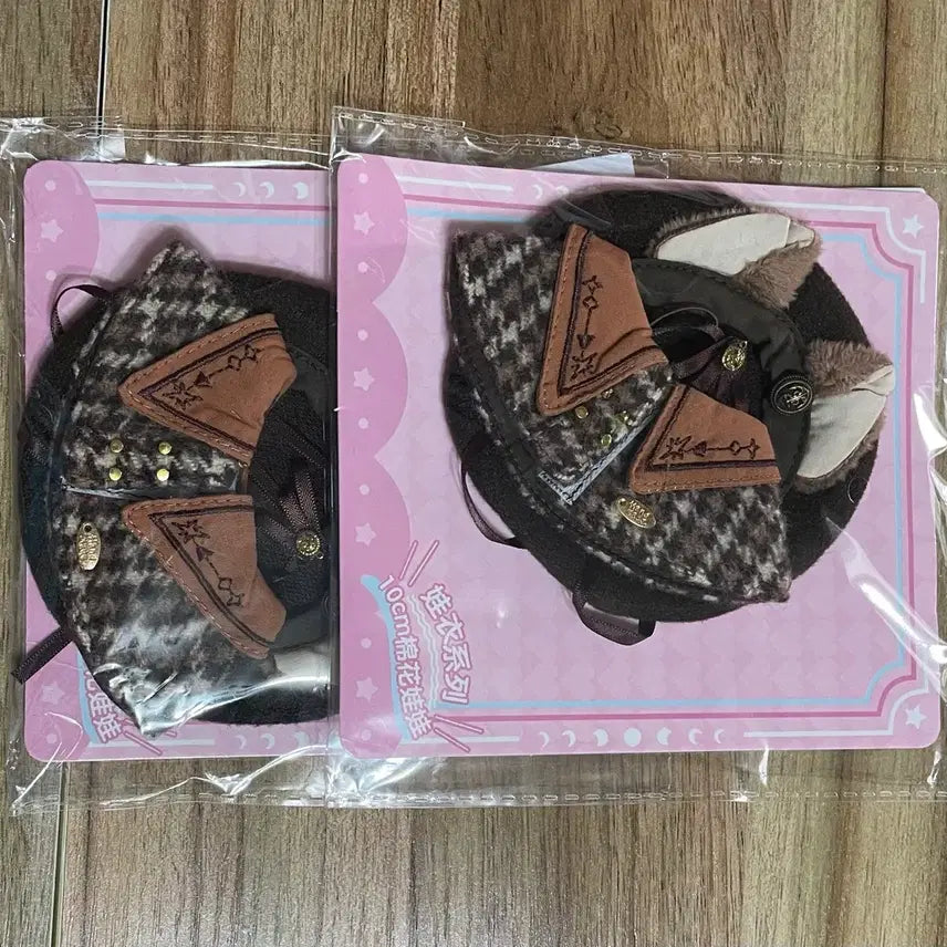 [BUNJANG] 10cm Doll Clothes Detective Check Beret Set / 10cm 인형옷 솜인형옷장 누이 의상 탐정 체크 베레모 세트