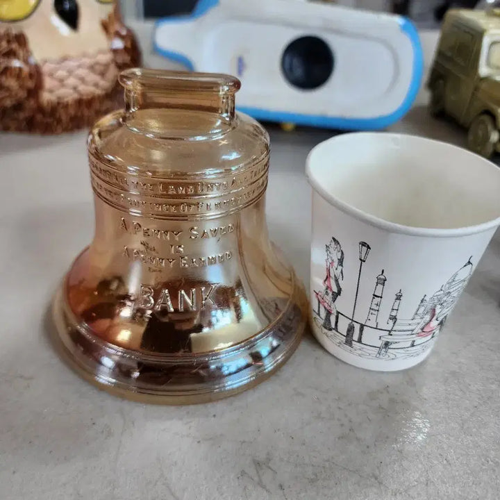 [BUNJANG] USA Liberty Bell Glass Coin Bank / USA 자유의종 글라스 저금통 지름10cm 높이9.4cm  17000원