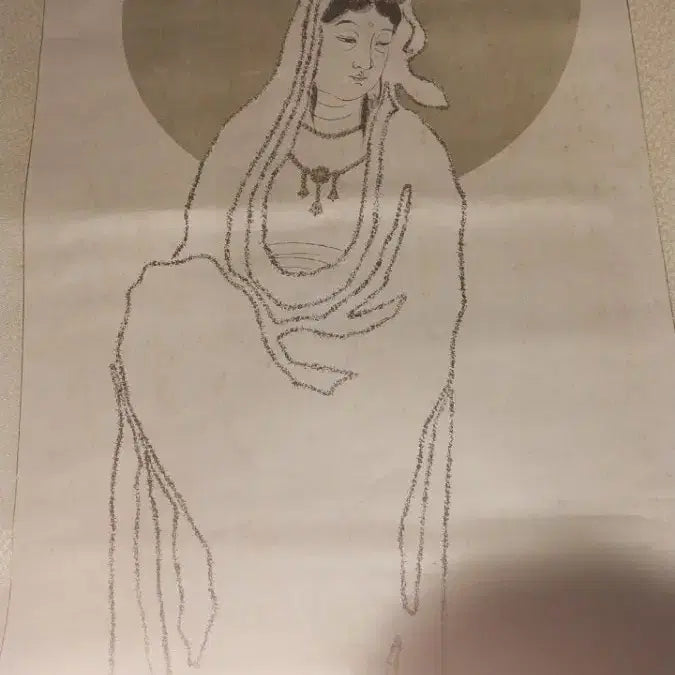 [BUNJANG] Antique Buddhist Gwaneum Bosal Painting / 고풍스러운 불교 관음보살 탱화