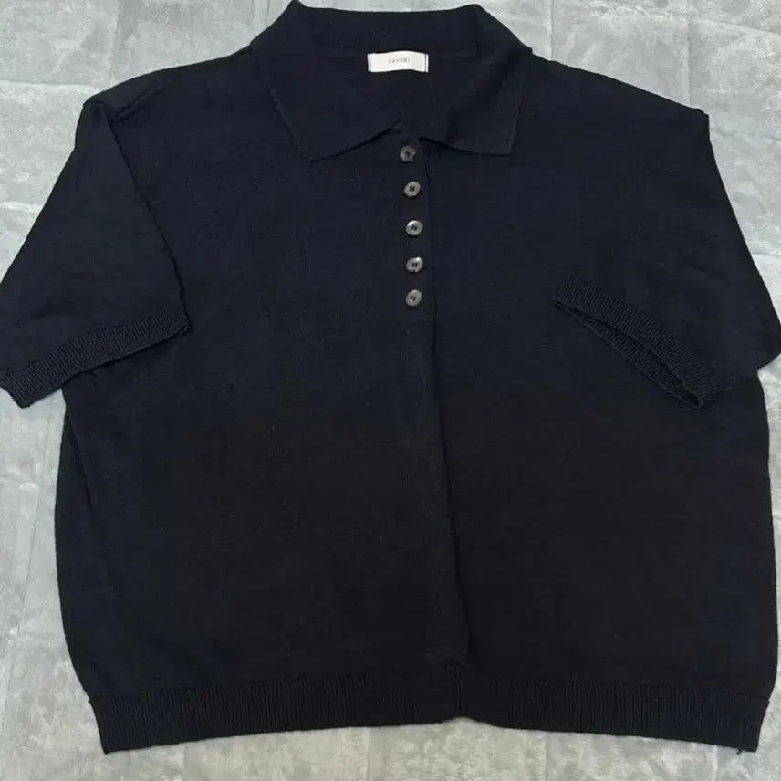 [BUNJANG] Navy Linen Short Sleeve Knit / 네이비 린넨 반팔니트