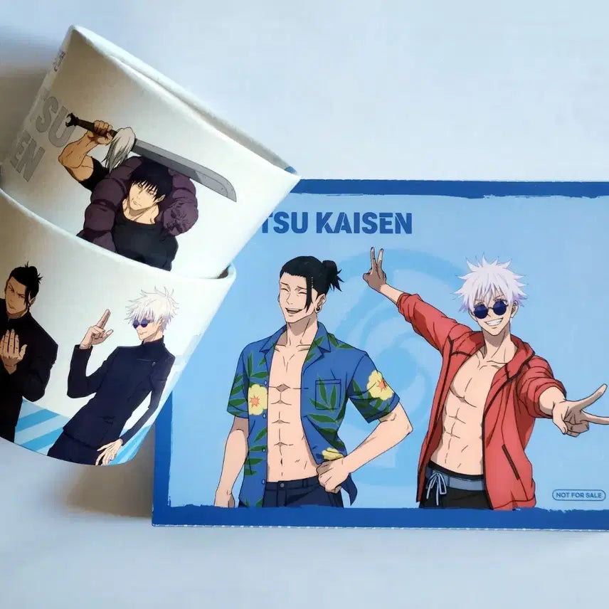 [BUNJANG] Jujutsu Kaisen Popable Gojo &amp; Geto Standing Postcard &amp; Cup Holder Set / (일괄판매) 주술회전 팝퍼블 고죠 게토 스탠딩 엽서 컵홀더 세트