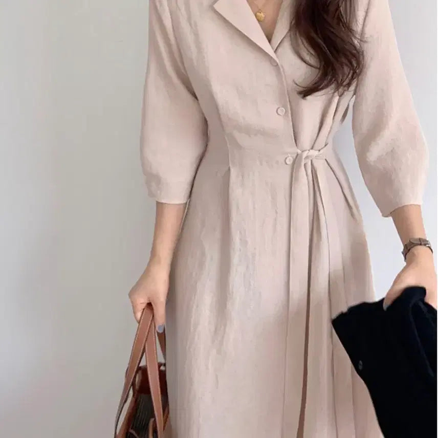 [BUNJANG] PERBIT BALLE Linen Dress Beige / 퍼빗 balle 원피스 린넨원피스 베이지