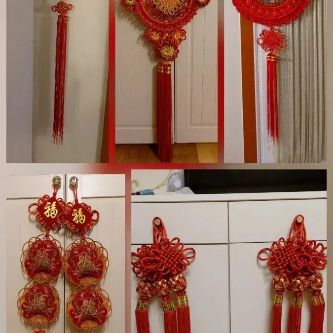 [BUNJANG] Chinese Knot "Fu" Ornament Set (11 Pieces) / 중국 매듭 장식 붉은색 복 장식  <일괄 급처> 중국집
