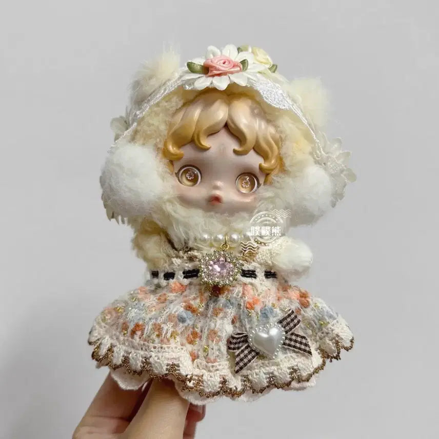 [BUNJANG] Skullpanda 13cm Doll Flower Headband &amp; Dress Set / 스컬판다 13센치인형 꽃머리띠 원피스세트