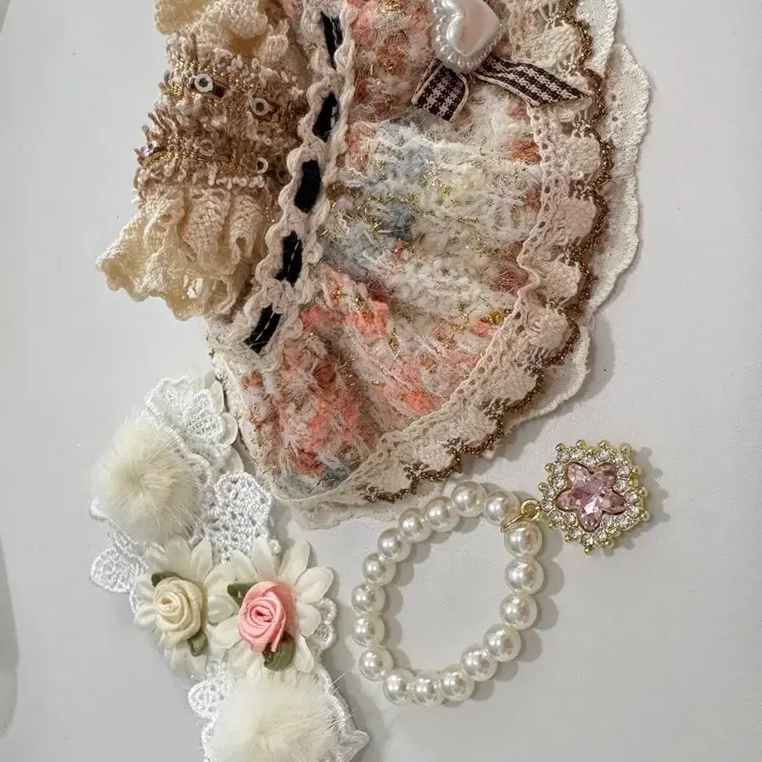 [BUNJANG] Skullpanda 13cm Doll Flower Headband &amp; Dress Set / 스컬판다 13센치인형 꽃머리띠 원피스세트