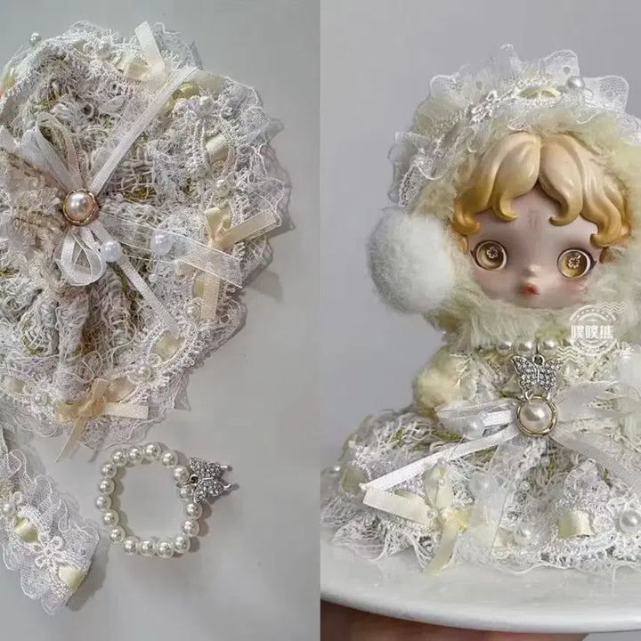 [BUNJANG] Skullpanda 13cm Doll Pearl Cake Dress Set / 스컬판다 13센치인형 진주케익원피스세트