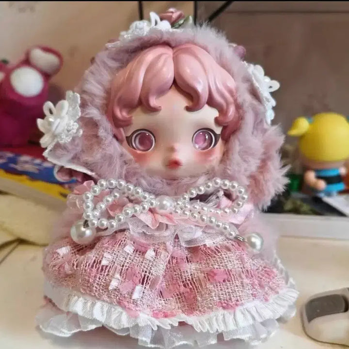 [BUNJANG] Skull Panda 13cm Doll Pearl Ribbon Dress Set / 스컬판다 13센치인형 진주리본원피스세트