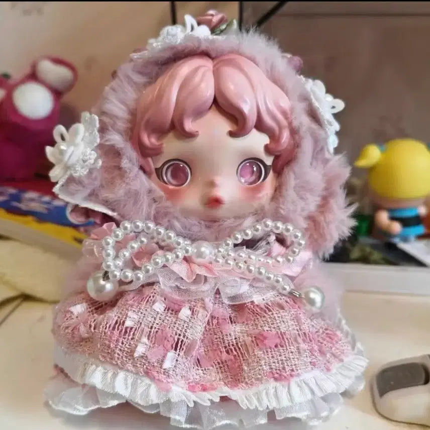 [BUNJANG] Skull Panda 13cm Doll Pearl Ribbon Dress Set / 2개이상반택무료 스컬판다 13센치인형 진주리본원피스세트