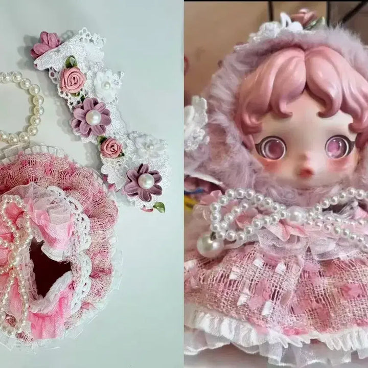 [BUNJANG] Skull Panda 13cm Doll Pearl Ribbon Dress Set / 2개이상반택무료 스컬판다 13센치인형 진주리본원피스세트