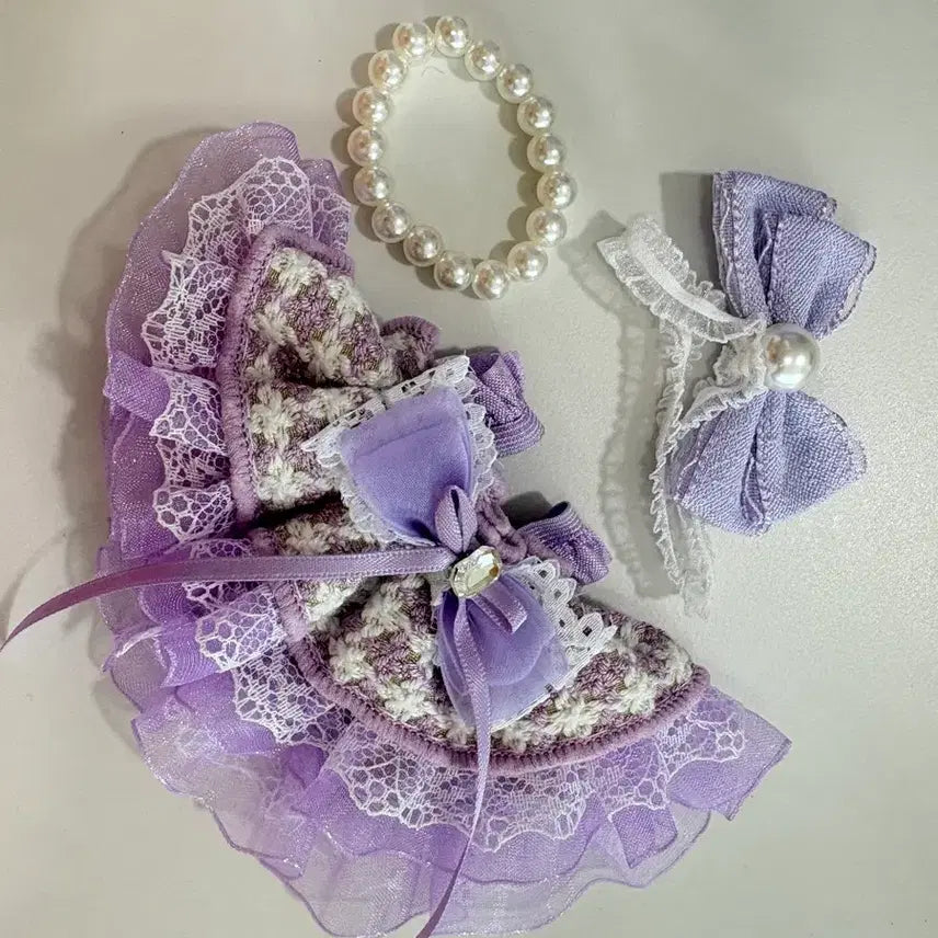 [BUNJANG] Skullpada 13cm Doll Royal Ribbon Checkered Dress Set / 스컬파다 13센치인형 왕리본체크원피스세트