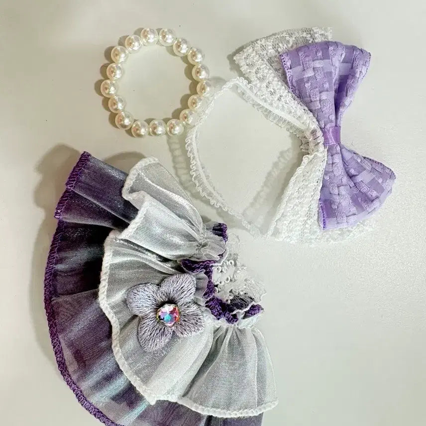 [BUNJANG] Skullpanda 13cm Doll Purple Dress Set / 스컬판다 13센치인형 진보라원피스세트