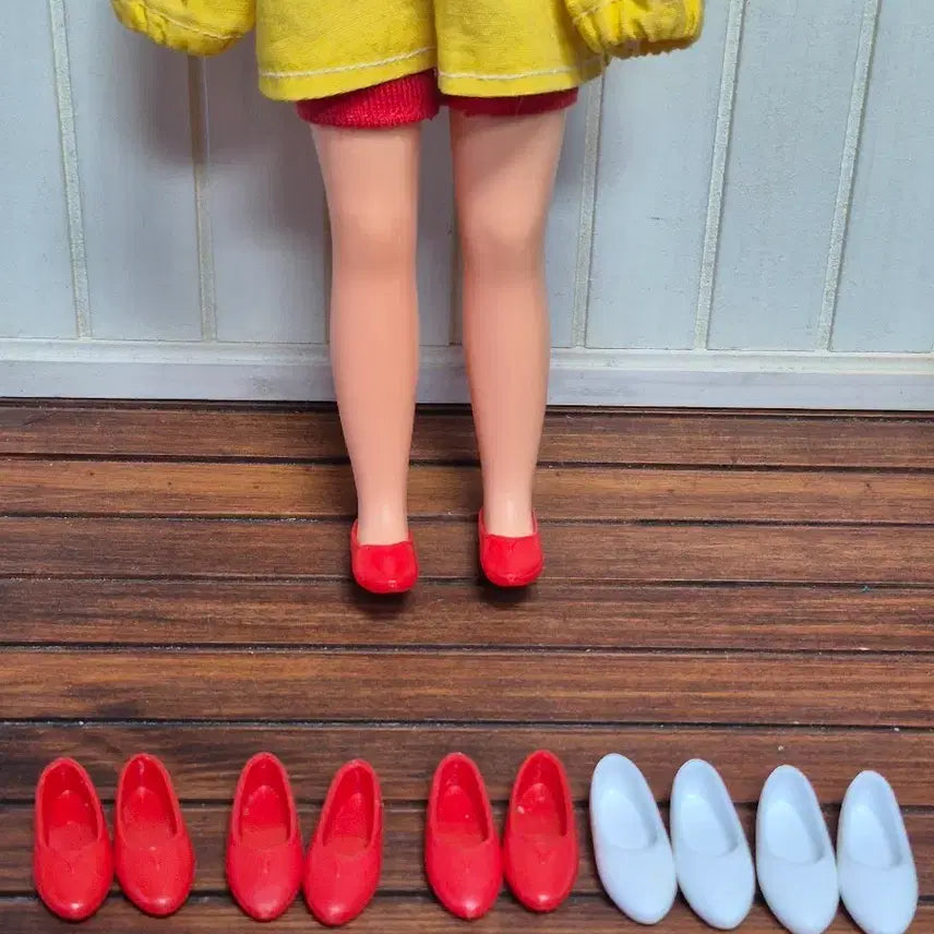 [BUNJANG] Vintage Pepper Size Doll Shoes (3 Red, 2 White) / 빈티지인형 페퍼사이즈신발