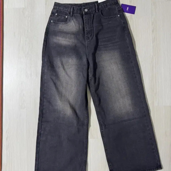 [BUNJANG] Washing Black Wide Denim Pants / 새상품) 워싱 블랙 와이드 데님