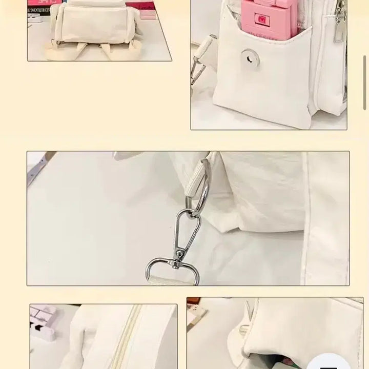 [BUNJANG] Mini Bag Hip Pack Backpack with Adjustable Strap - Grey / (새상품) 굿즈 뱃지 미니 가방 힙색 이타백 지퍼 조절 백팩 그레이 회색