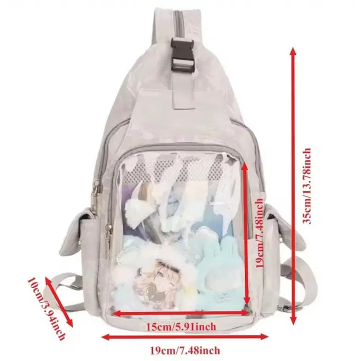 [BUNJANG] Mini Bag Hip Pack Backpack with Zipper Adjustment - Gray / (새상품) 굿즈 뱃지 미니 가방 힙색 이타백 지퍼 조절 백팩 그레이 회색