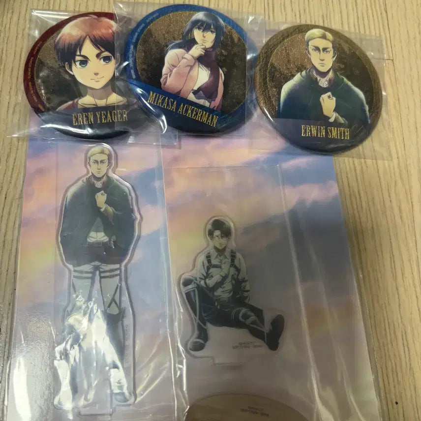 [BUNJANG] Attack on Titan Ichiban Kuji Acrylic Can Badge Bundle Set / 진격의거인 제일복권 아크릴 캔뱃지 일괄