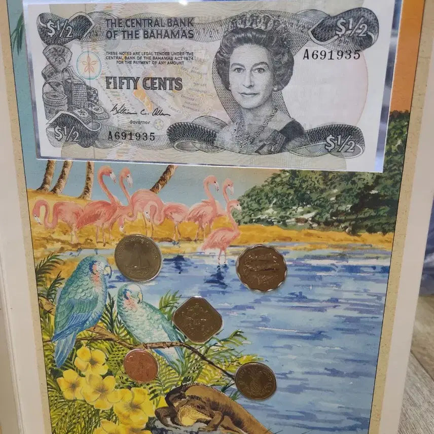 [BUNJANG] Original Bahamas Currency and Coin Mint Set - Unused Queen Elizabeth 50 Cent / 오리지널 바하마 화폐/주화 민트 세트 (미사용 엘리자베스 여왕 50센트