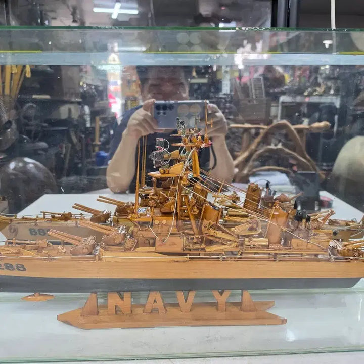 [BUNJANG] Wooden Warship Model Display Case / 나무 군함