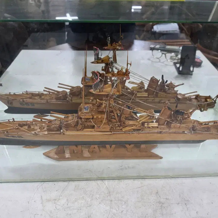 [BUNJANG] Wooden Warship Model Display Case / 나무 군함