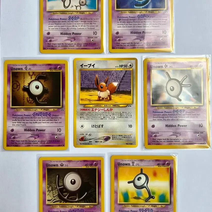[BUNJANG] Pokemon 2000-2001 Japan First Edition Limited Eevee Promo &amp; North American Unown Cards / 포켓몬 2000-01년 일본 초판 한정판 이브이 프로모+북미판 안농 카드