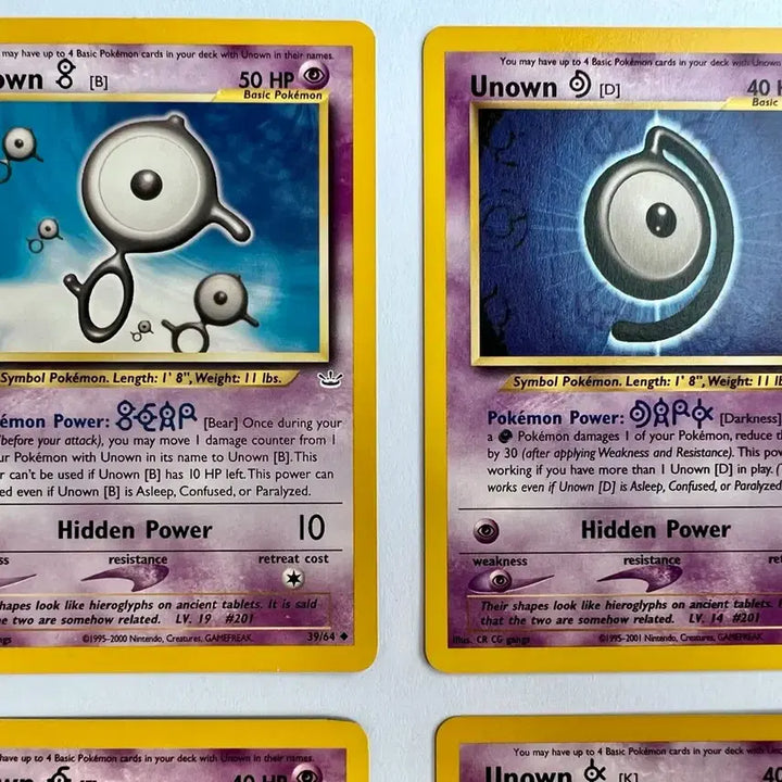 [BUNJANG] Pokemon Unown Set Card (North American English Edition) / 희소,상태좋음)포켓몬 초기 2000-01년 북미판 영문 안농 카드 컬렉션
