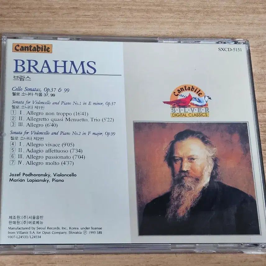 [BUNJANG] Brahms: Cello Sonatas Op. 37 &amp; 99 CD / Brahms: Cello Sonatas Op.37 &amp; 99 (CD)