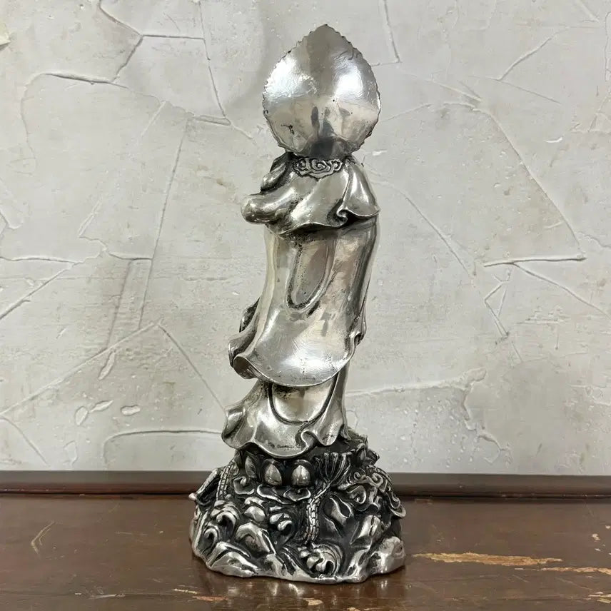 [BUNJANG] White Brass Guanyin Statue / 백동 관세음보살 용관세음보살