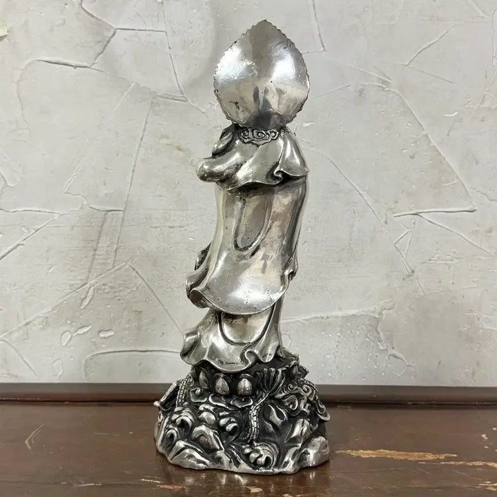 [BUNJANG] White Brass Guanyin Statue / 백동 관세음보살 용관세음보살
