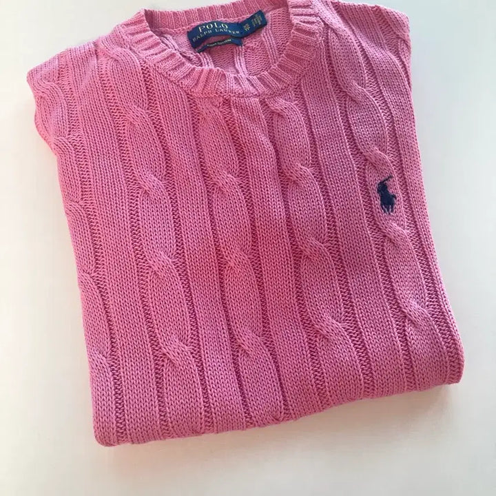 [BUNJANG] Polo Ralph Lauren Pink Cable Knit Sweater / 폴로 랄프로렌 핑크 케이블 니트 스웨터