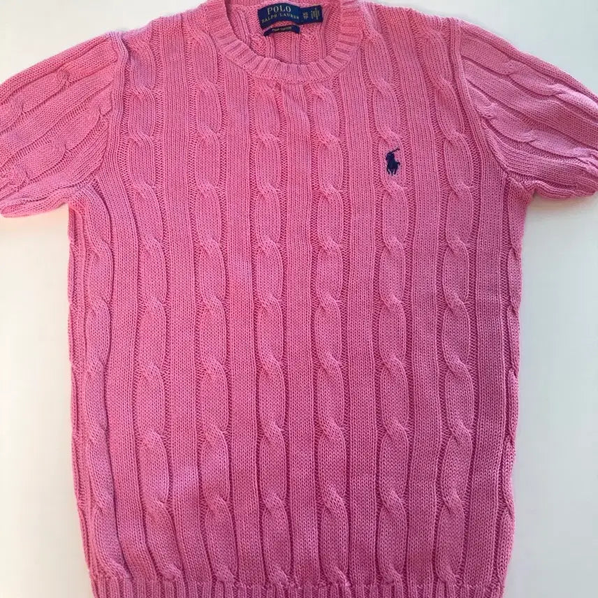 [BUNJANG] Polo Ralph Lauren Pink Cable Knit Sweater / 폴로 랄프로렌 핑크 케이블 니트 스웨터