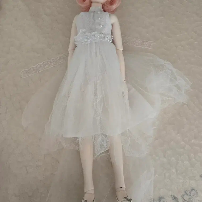 [BUNJANG] BJD Doll Pink Hair White Dress 55cm / 분홍머리 구체관절인형 화이트 드레스