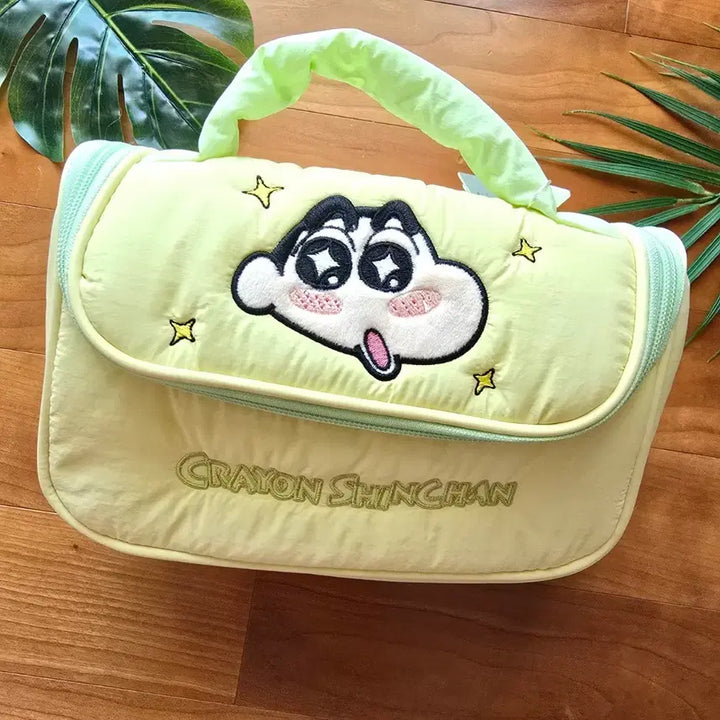 [BUNJANG] Crayon Shin-chan Lime Green Handle Pouch / (새상품)짱구 라임색 핸들 파우치