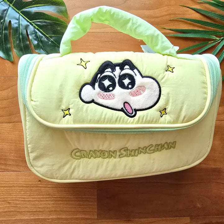 [BUNJANG] Crayon Shin-chan Lime Green Handle Pouch / (새상품)짱구 라임색 핸들 파우치