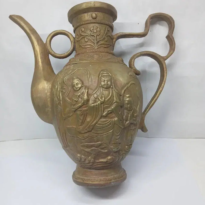 [BUNJANG] Antique Copper Teapot with Delicate Pattern / 동주전자