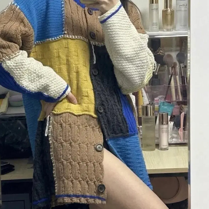 [BUNJANG] Ader Error x Zara Patchwork Knit Cardigan / 아더에러x자라 니트 패치워크 가디건 M
