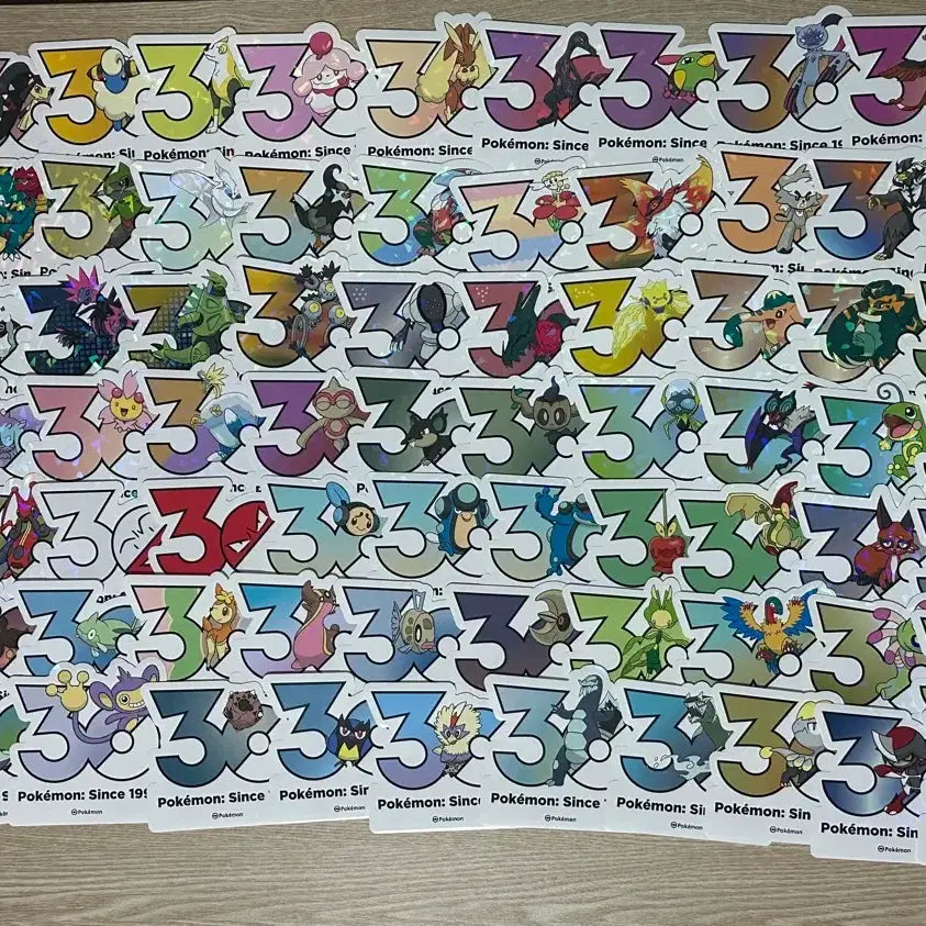 [BUNJANG] Pokemon 30th Anniversary Logo Sticker Bundle Set (76 pcs) / 한국한정 성수 올리브영 포켓몬 30주년 기념 로고스티커 76장 일괄