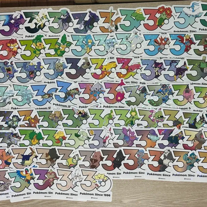 [BUNJANG] Korea Exclusive Pokemon 30th Anniversary Logo Sticker Bundle Set (80 pcs) / 한국한정 성수 올리브영 포켓몬 30주년 기념 로고스티커 80장 일괄판매