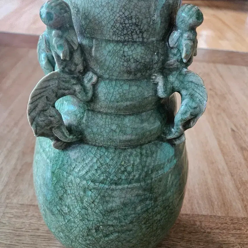 [BUNJANG] Chinese Celadon Porcelain Vase with Dragon Motif / 중국도자기