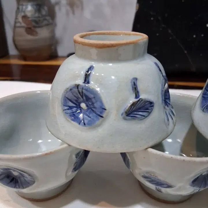 [BUNJANG] Seo Gwang-su Celadon Tea Cup Set (5 Pieces) / 장작가마 무형문화재 한도 서광수 청화차잔5점