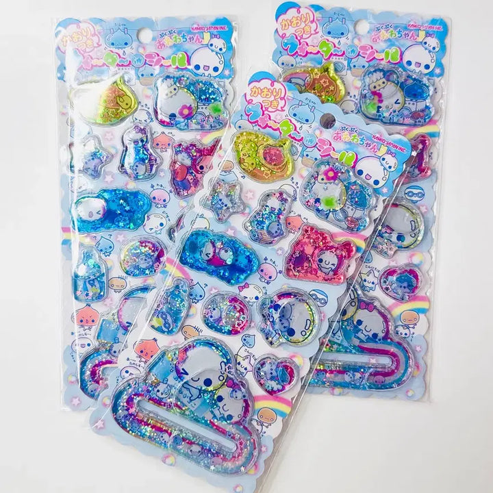 [BUNJANG] Fukufuku Awawachan Liquid Seal Sticker / 푸쿠푸쿠아와와스티커 헤이세이스티커 고전키티 씰스티커 고전스티커