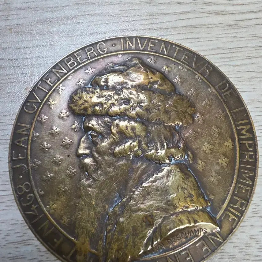 [BUNJANG] 1900 France Gutenberg Commemorative Medal Coin / 1900년 프랑스 구텐베르크 기념 메달 주화 빈티지