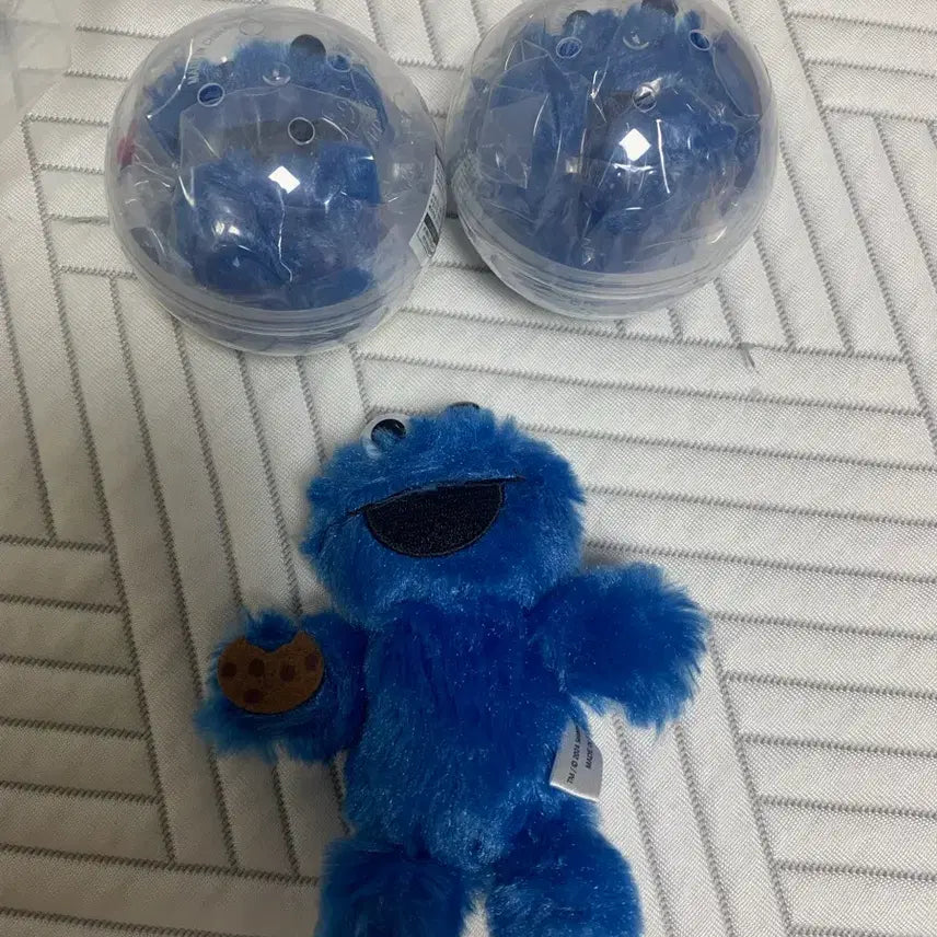 [BUNJANG] Sesame Street Gachapon Cookie Monster Plush Keychain Set (2 pcs) / 세서미 스트리트 가챠 쿠키몬스터 2개