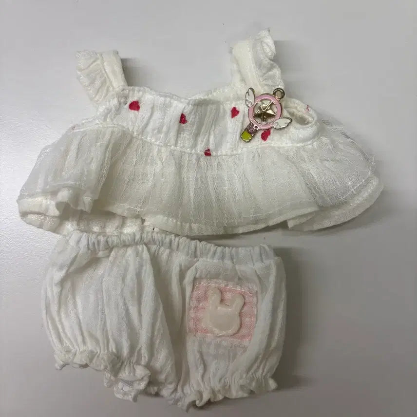 [BUNJANG] 20cm Doll Clothes White Dress with Underpants / 20cm 솜인형 옷 흰 원피스 속바지