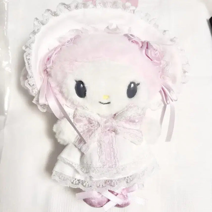 [BUNJANG] Sanrio My Melody White Frill Mascot Plush / 마이멜로디 화이트프릴 마스코트 인형