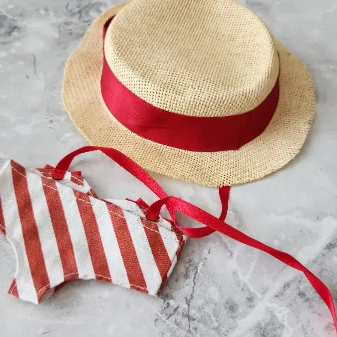[BUNJANG] 20cm Doll Clothes Swimsuit &amp; Hat Set / 무속성 인형옷 20cm 수영복 모자 세트 솜인형 20깅
